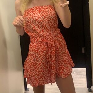 Red floral romper Size 6